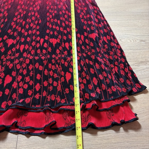 Vintage Virginie Paris Accordian Floral Maxi Dress Red Black Made In France Luxe - Picture 2 of 6